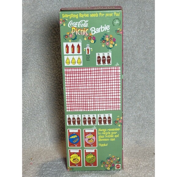 1997 Mattel Coca Cola Picnic Barbie! NEW NRFB Blonde w/mini-braid coke - Picture 2 of 4